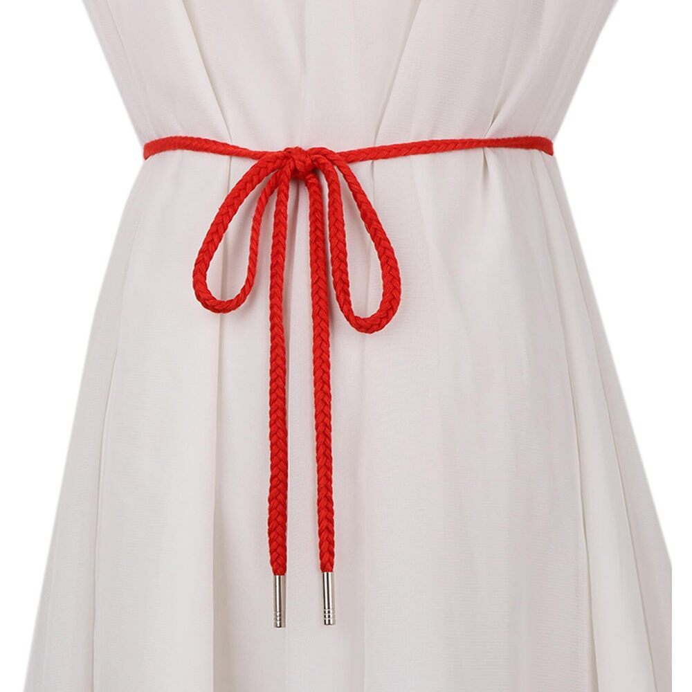 3891 Women Girls Boho Weave Cotton Braided Waist Tie Belt Wrap Cloth Belts